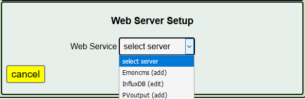 **Select Web Server Menu**
